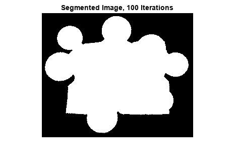图中包含一个轴对象。轴对象的标题分割图像，100迭代包含一个对象的类型为图像。