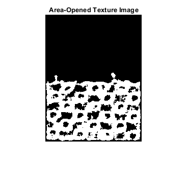 图中包含一个轴对象。标题为Area-Opened Texture Image的axis对象包含一个类型为Image的对象。
