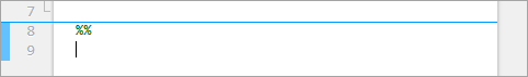 在编辑器中打开文件，第8行显示2%的符号，第8行上方的蓝色边框表示该部分的开始