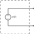 与电压源内部的配置尺寸块,v (t)。