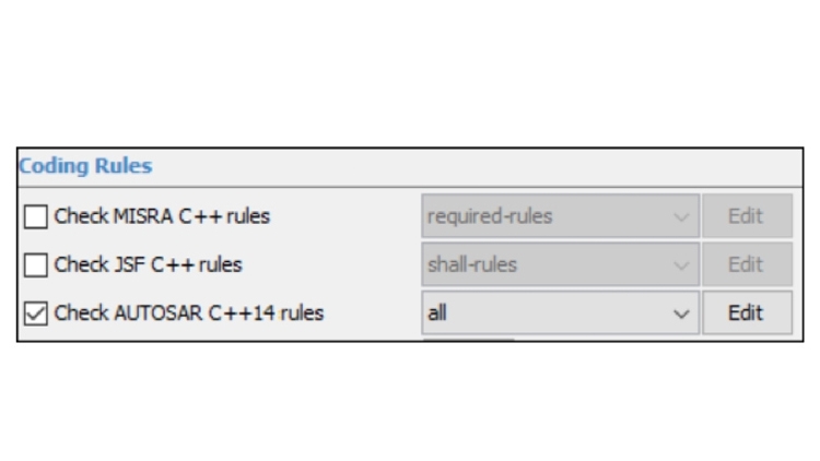 PolySpace Bug Finder可以检测违反AutoSAR C ++ 14编码标准的违规。