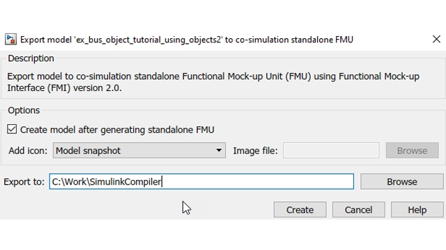 Option to bring the created FMU back into Simulink automatically after creation.