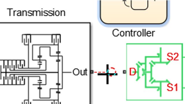 模型自动变速器使用齿轮和离合器从Simscape Driveline。控制逻辑在statflow中被建模为一个状态机。