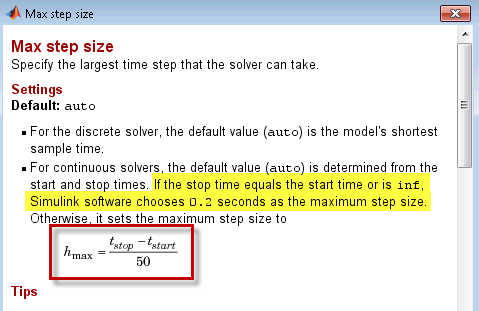 Documentation for the Max Step Size setting