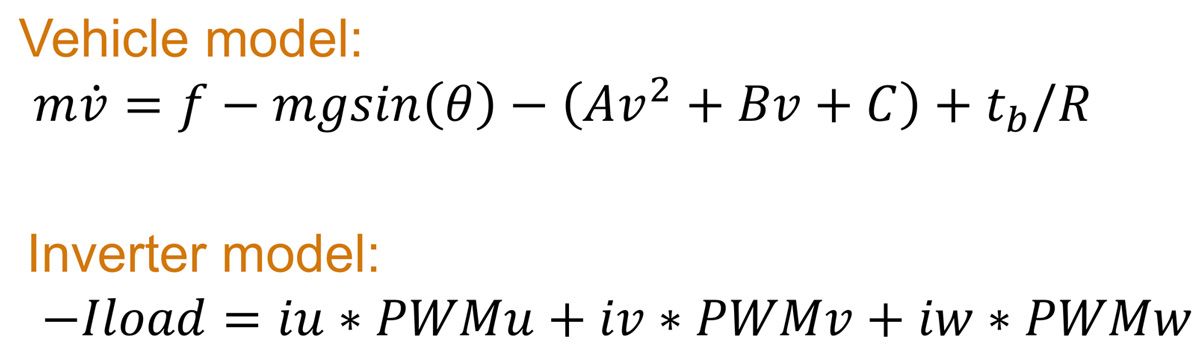 图10.电动车型中使用的数学方程。