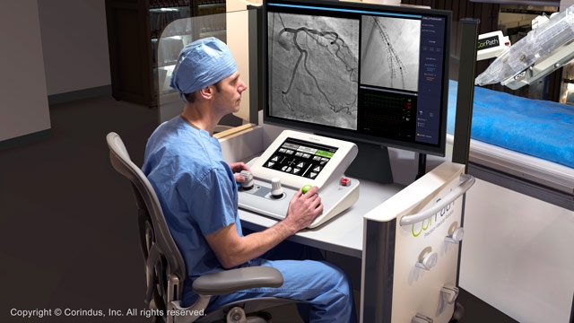 Corindus平台使第一人体托管冠状动脉干预
