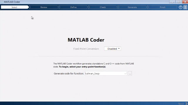 生成C和c++代码从MATLAB代码使用MATLAB编码器。
