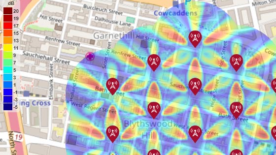 一个5G城市大细胞测试环境的SINR地图