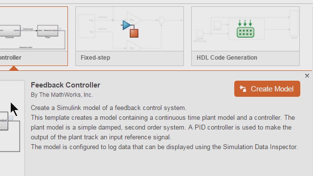 Build​ Simulink models using design patterns that serve as starting points to solve common problems