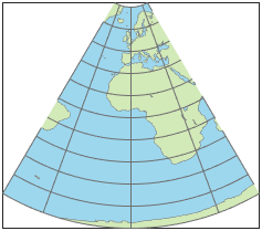使用等距圆锥投影世界地图