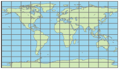 使用等距圆柱投影世界地图