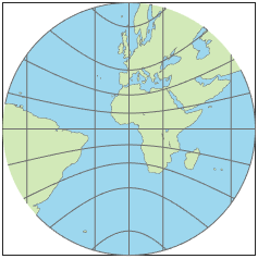 世界地图使用球心投影