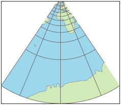 世界地图使用标准的兰伯特正形圆锥投影