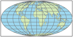 使用摩尔魏特投影世界地图