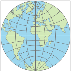 世界地图用极射赤面投影