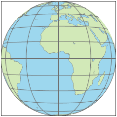 世界地图使用垂直角度方位投影