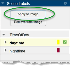 场景标签窗格，选中并选中白天子标签，并圈出应用到图像。