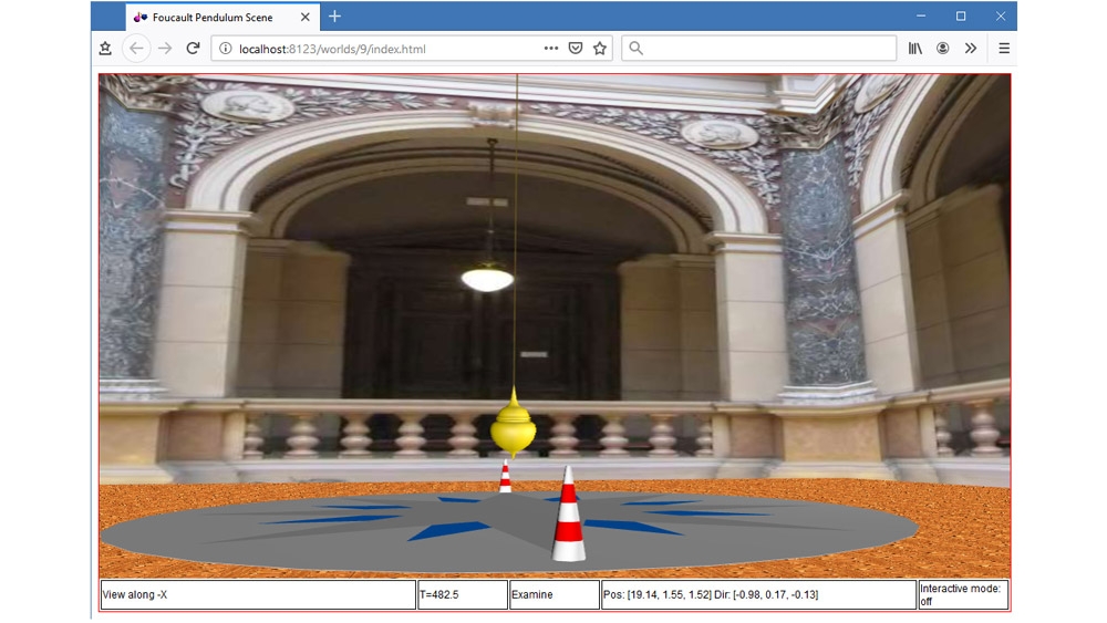 三维动画EINES Foucaultschen Pendels在einem HTML5的浏览器fähigen。