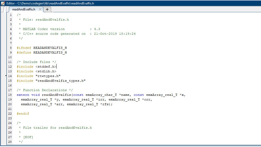 schnittstelle代码für Laden and Auswerten eines FIS als statische/dynamische Bibliothek。
