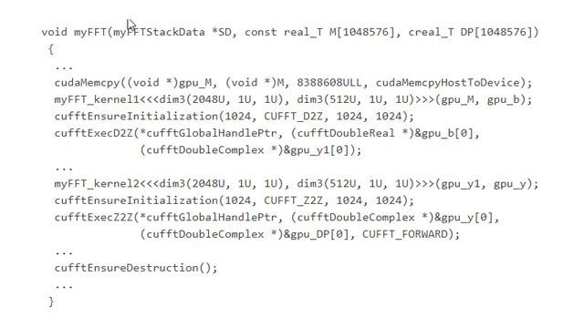 函数código generadas en la librería CUDA cuFFT optimizada。