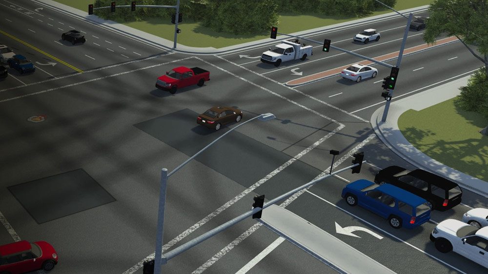Diseñe scenas 3D para simular y probar sistemas de conducción autónoma con RoadRunner。