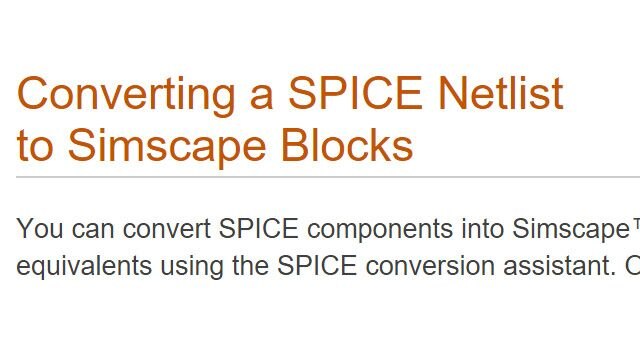 Conversión de una lista de conexiones de SPICE en bloques de Simscape。