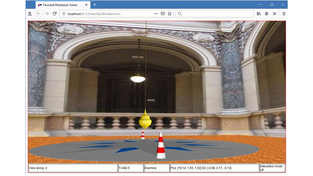 动画3D D'联合国Pendule de Foucault Dans Un Navigyur HTML5。