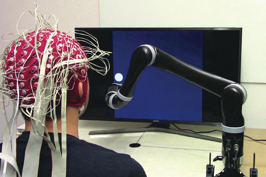 一种非侵入性脑机接口（BCI）。图片来源：卡内基梅隆大学