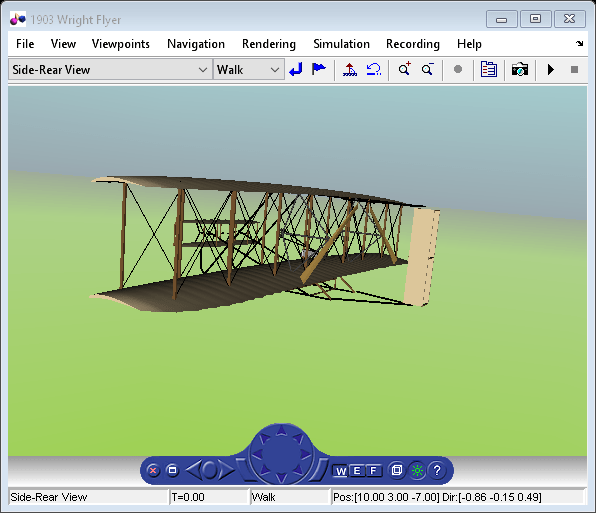 1903 Wright Flyer和Pilot使用Simulink金宝app®3D动画™