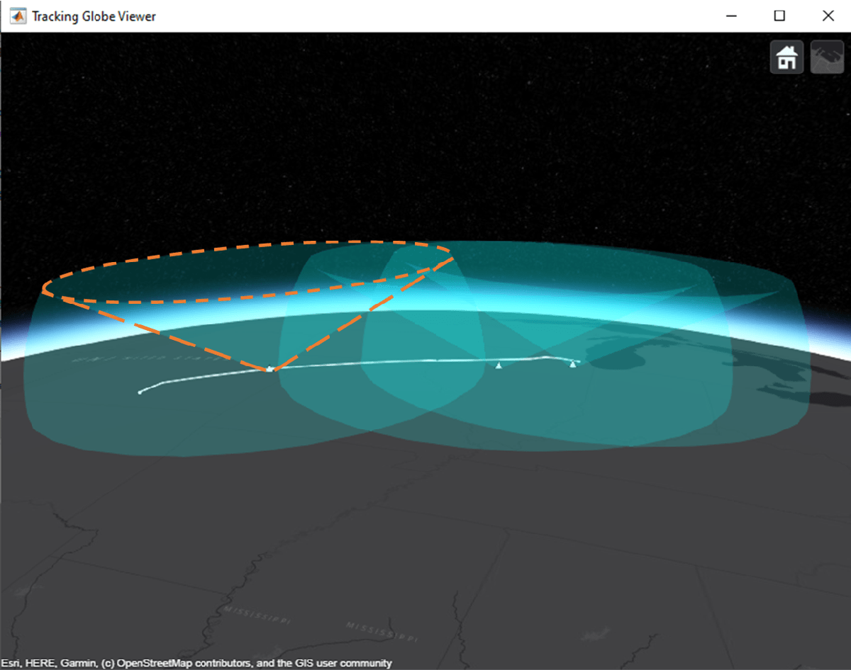 在以地球为中心的场景中模拟和跟踪航路上的飞机