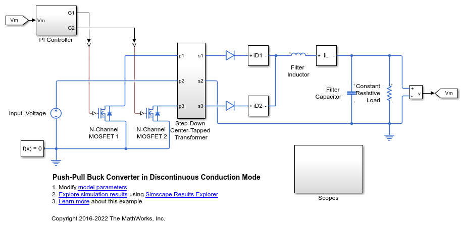 推挽式降压转换器以不连续的传导模式