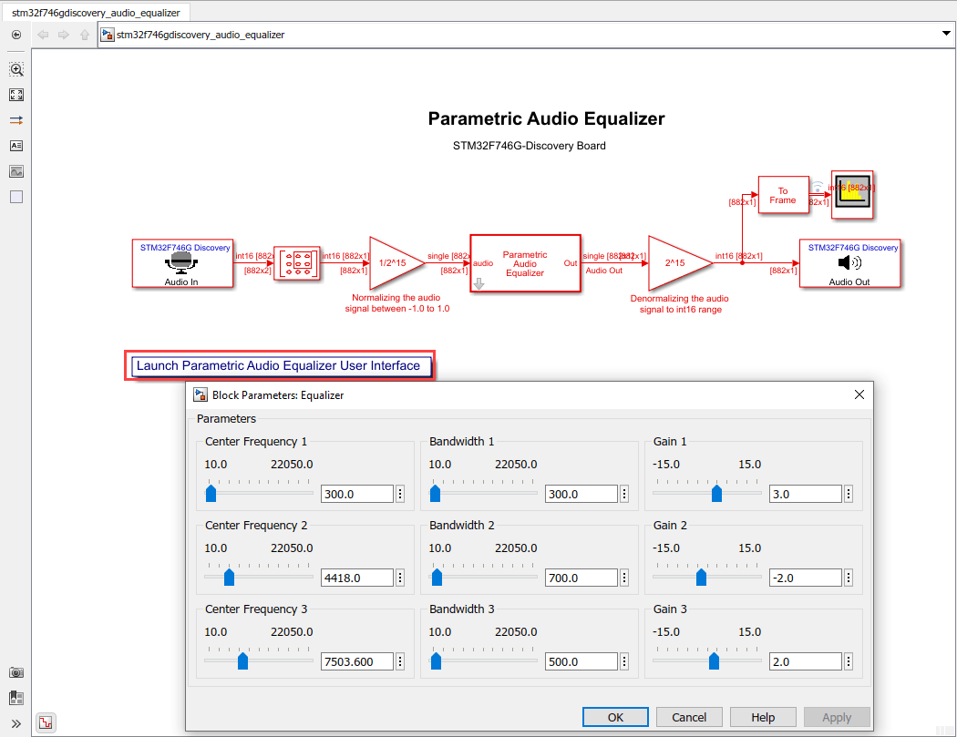 Parametric Audio Equalizer for STM32 Discovery Boards