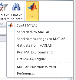Matlab组包含电子表格链接功能和偏好