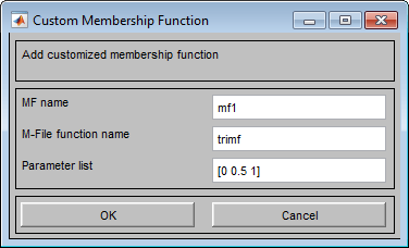最初，自定义成员函数对话框包含默认三角成员函数的参数。