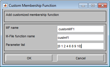 “自定义成员资格函数”对话框，显示指定的名称、自定义函数和参数