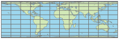 使用等面积圆柱投影的世界地图