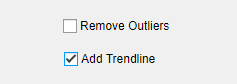 清除标记为“移除离群值”的复选框，以及下面标记为“添加趋势线”的选中复选框