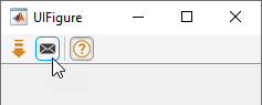 自定义工具栏，从左到右显示一个橙色的下载图标、一个深灰色的电子邮件图标和一个橙色的帮助图标，它的左边有一个垂直分隔符