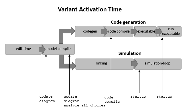 评估每个激活时间的变异控制不同的模拟和代码生成阶段