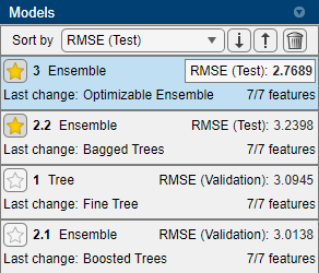 通过测试RMSE分类的训练模型