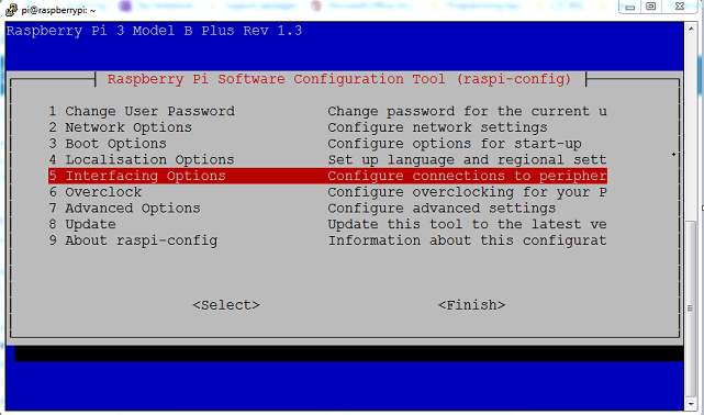 Raspberry PI内核I2C接口选项在Linux终端上选择