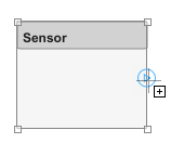 在Sensor组件右侧添加组件端口。端口显示为浅蓝色的大纲，直到您提交它。