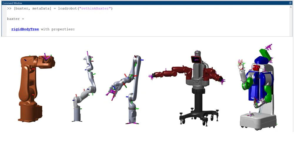 从商业可用机器人库加载刚体树模型。