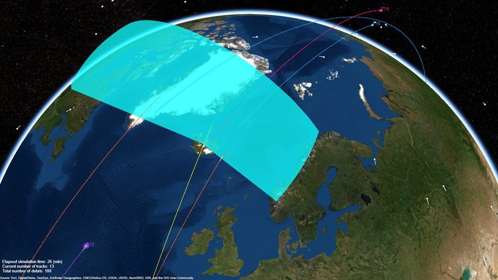 地球を周回するスペースデブリを追跡するレーダーシステム。