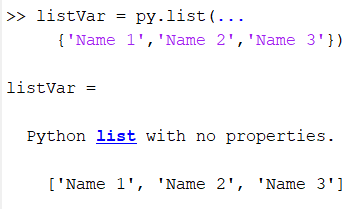 Python列表변MATLAB에서수사용하기