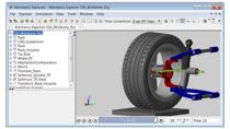 使用SimMechanics链接将CAD部件导入SimMechanics。添加轮胎模型和转向系统，利用MATLAB实现前束和外倾角的自动测试。