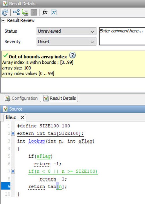 使用PolySpace代码先驱越界数组索引检查。
