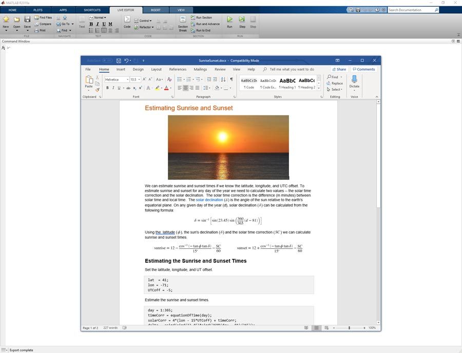 Word Doc exported from Live Editor