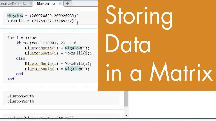 Do you need a for loop to populate a matrix? In this video step through a few different ways to store data in a matrix in MATLAB with and without for loops.