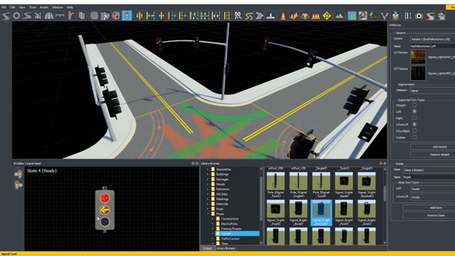 使用RoadRunner创建和编辑流量信号和信号时序阶段，以实现自动化驾驶仿真。